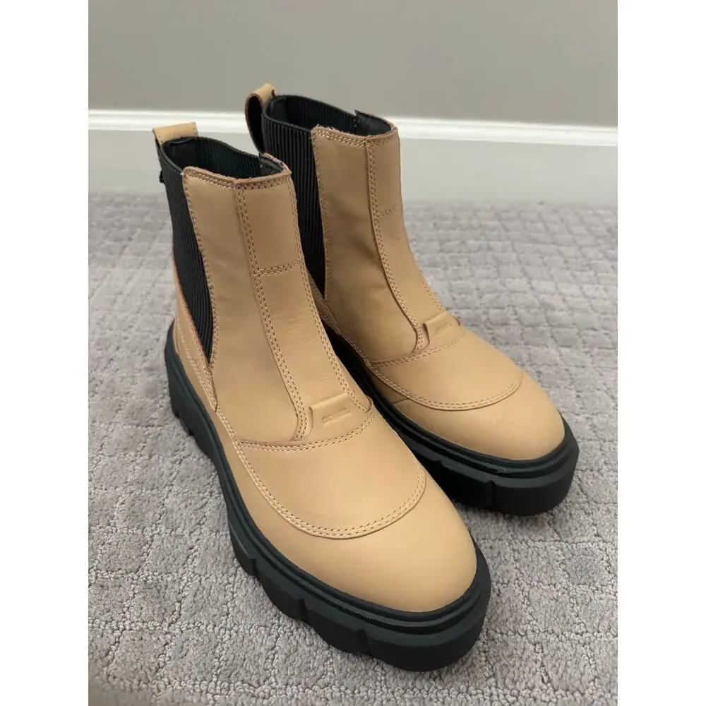 NWT Women’s Sorel Cariboux Waterproof Platform Chelsea Boot in Tan/Black SZ 7.5